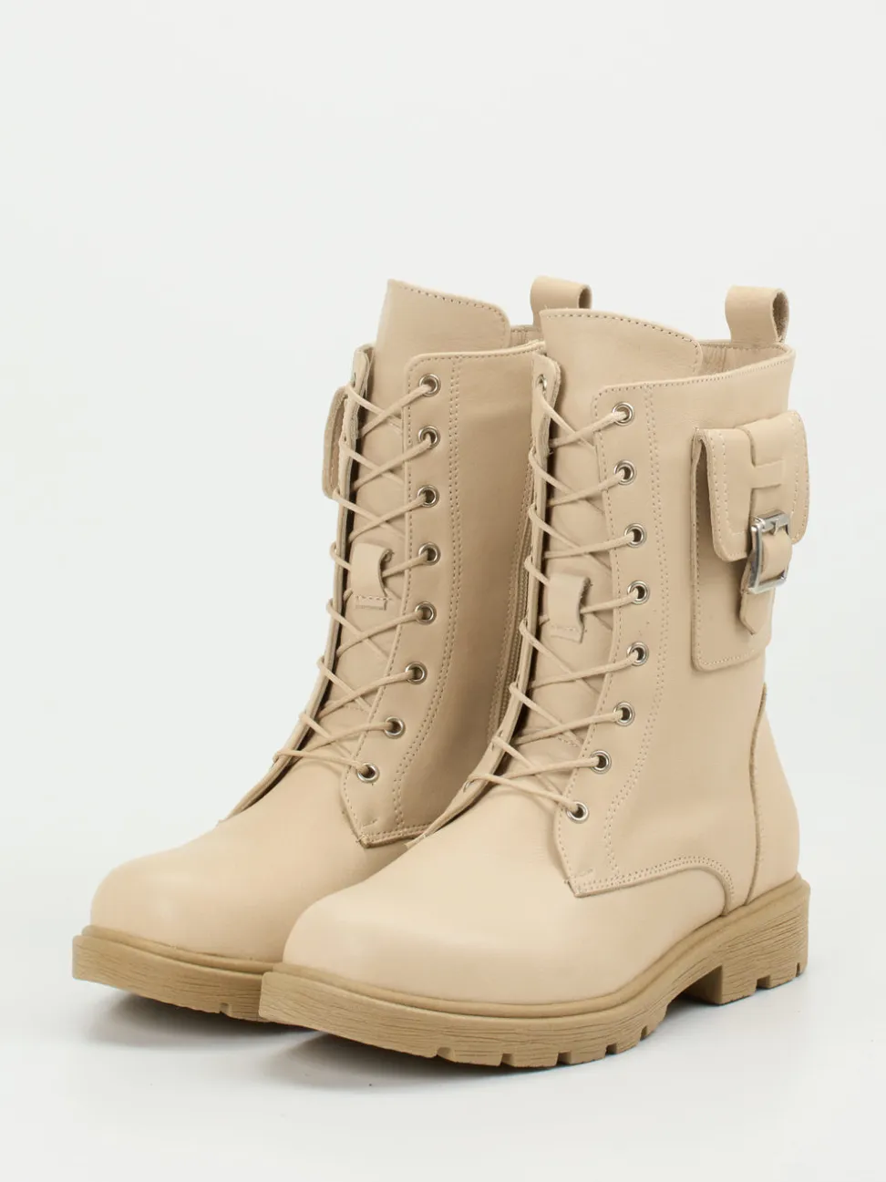 Andrea Conti – Schnürboots aus Kalbleder Beige