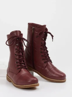 Andrea Conti – Schnürstiefel aus Kalbleder bordeauxrot