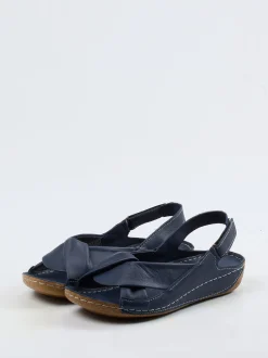 Andrea Conti – Slingback-Sandalen aus Kalbleder Dunkelblau