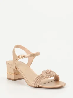 Andrea Puccini – Abendsandalen aus Metallicleder Roségold
