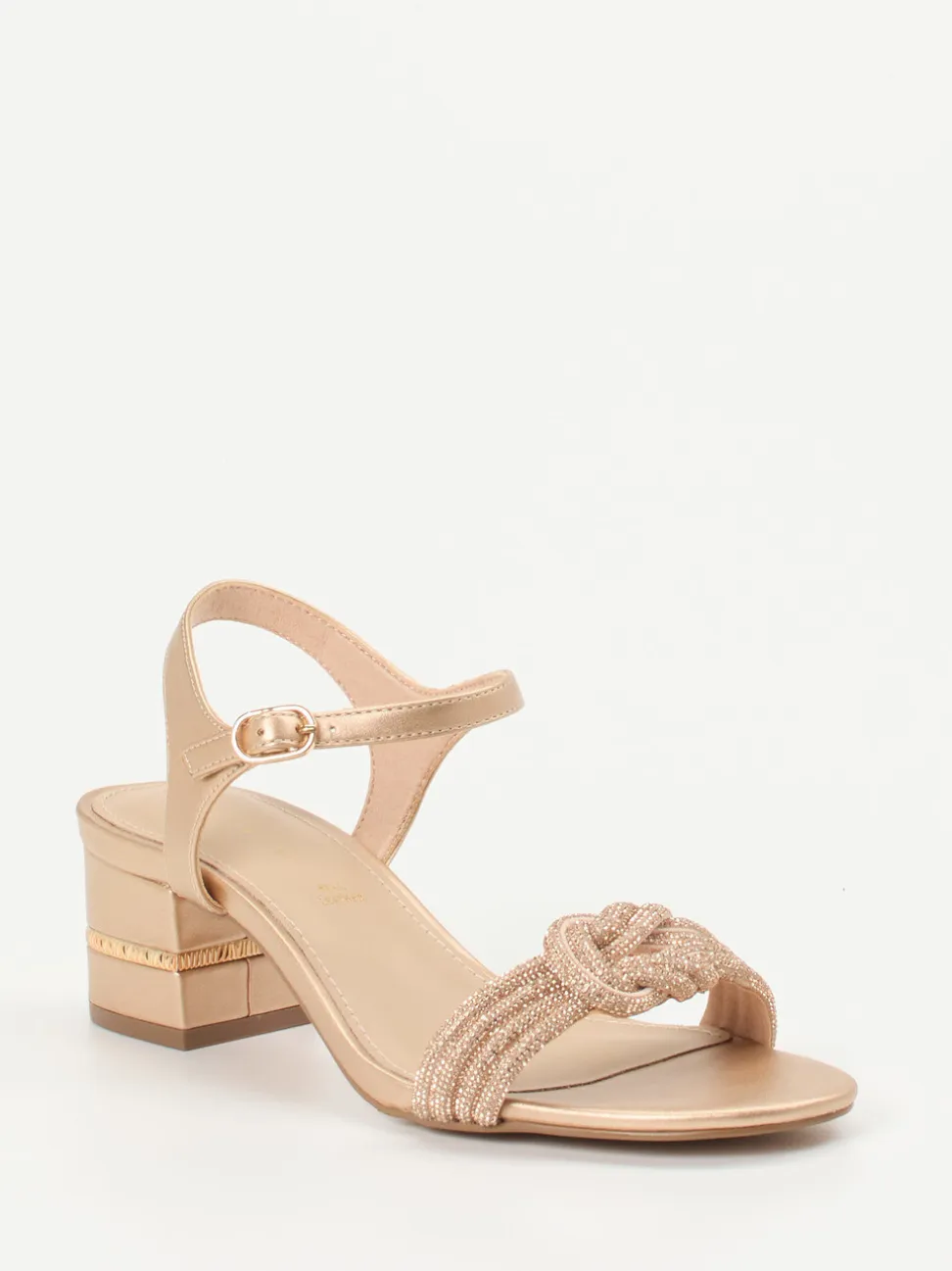 Andrea Puccini – Abendsandalen aus Metallicleder Roségold