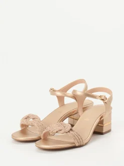 Andrea Puccini – Abendsandalen aus Metallicleder Roségold