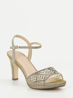 Andrea Puccini – Abendsandale aus Metallic-Textil Gold