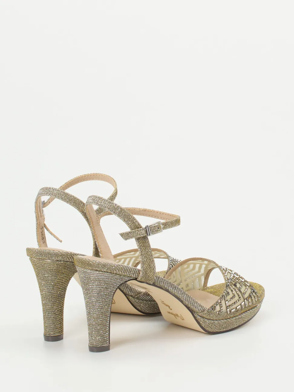 Andrea Puccini – Abendsandale aus Metallic-Textil Gold