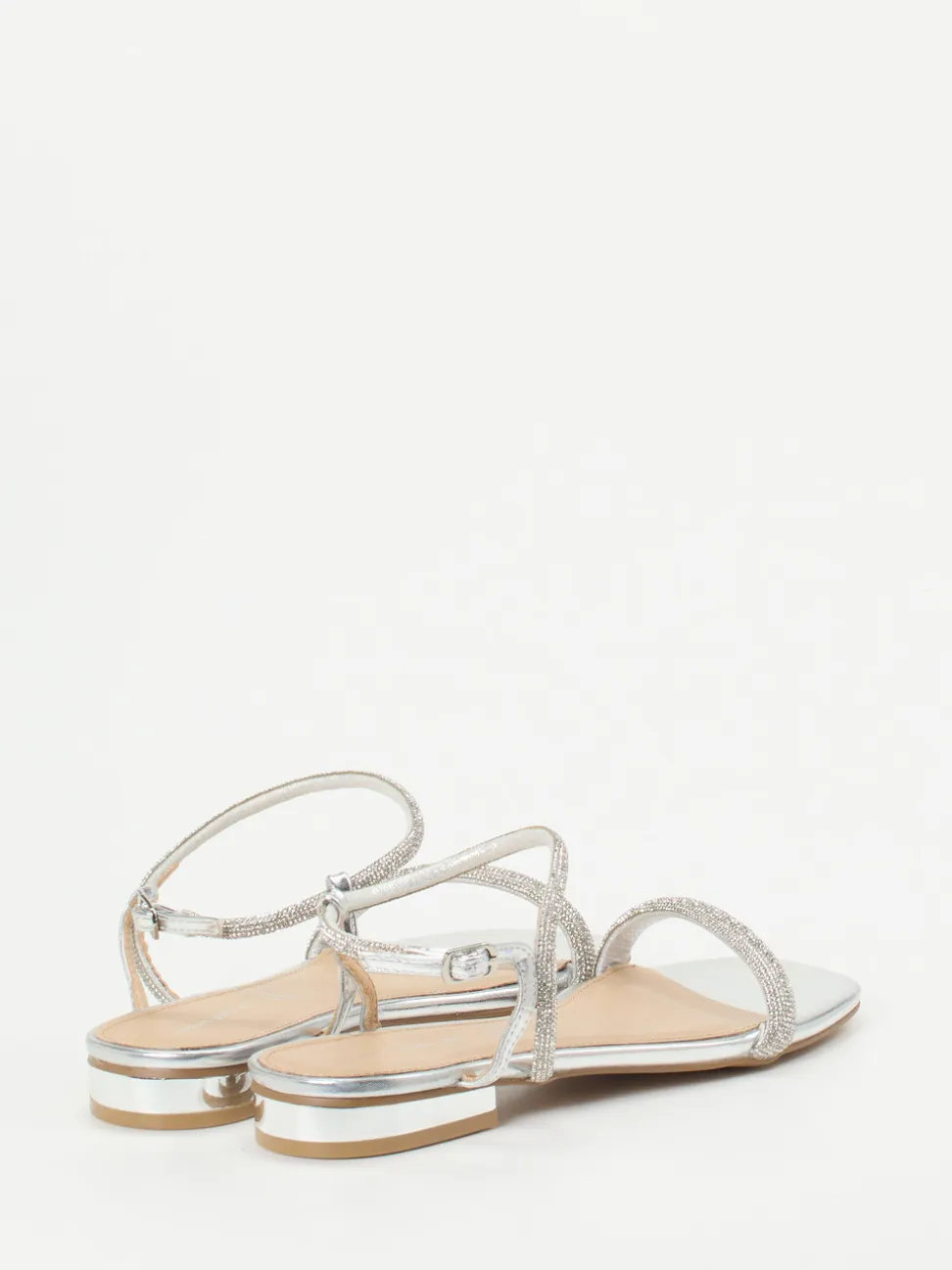 Andrea Puccini – Abendsandalen aus Metallicleder silber