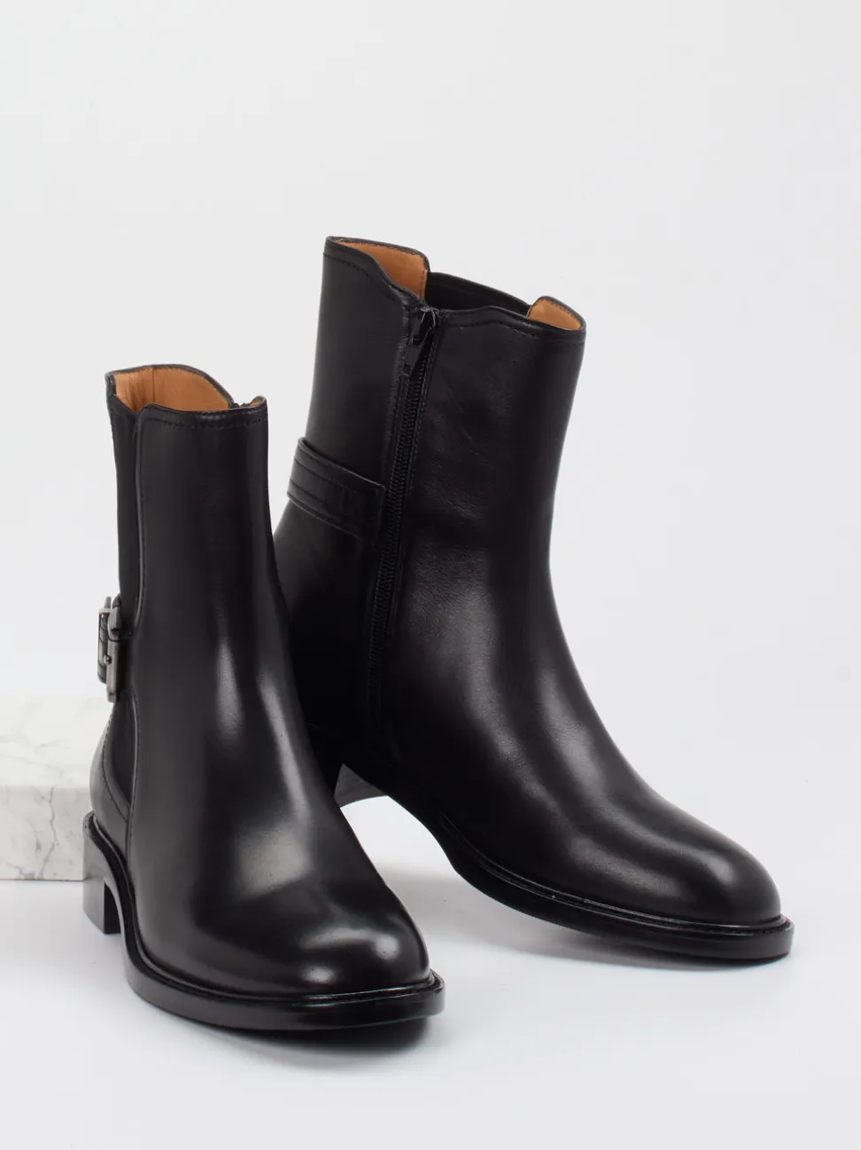 Andrea Puccini – Ankle Boots aus Glattleder Schwarz