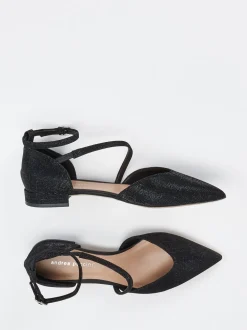 Andrea Puccini – Ballerinas aus Metallic-Textil in Schwarz