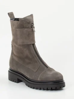 Andrea Puccini – Biker Boots aus Veloursleder in Taupe