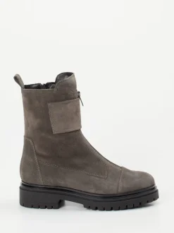 Andrea Puccini – Biker Boots aus Veloursleder in Taupe