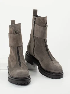 Andrea Puccini – Biker Boots aus Veloursleder in Taupe
