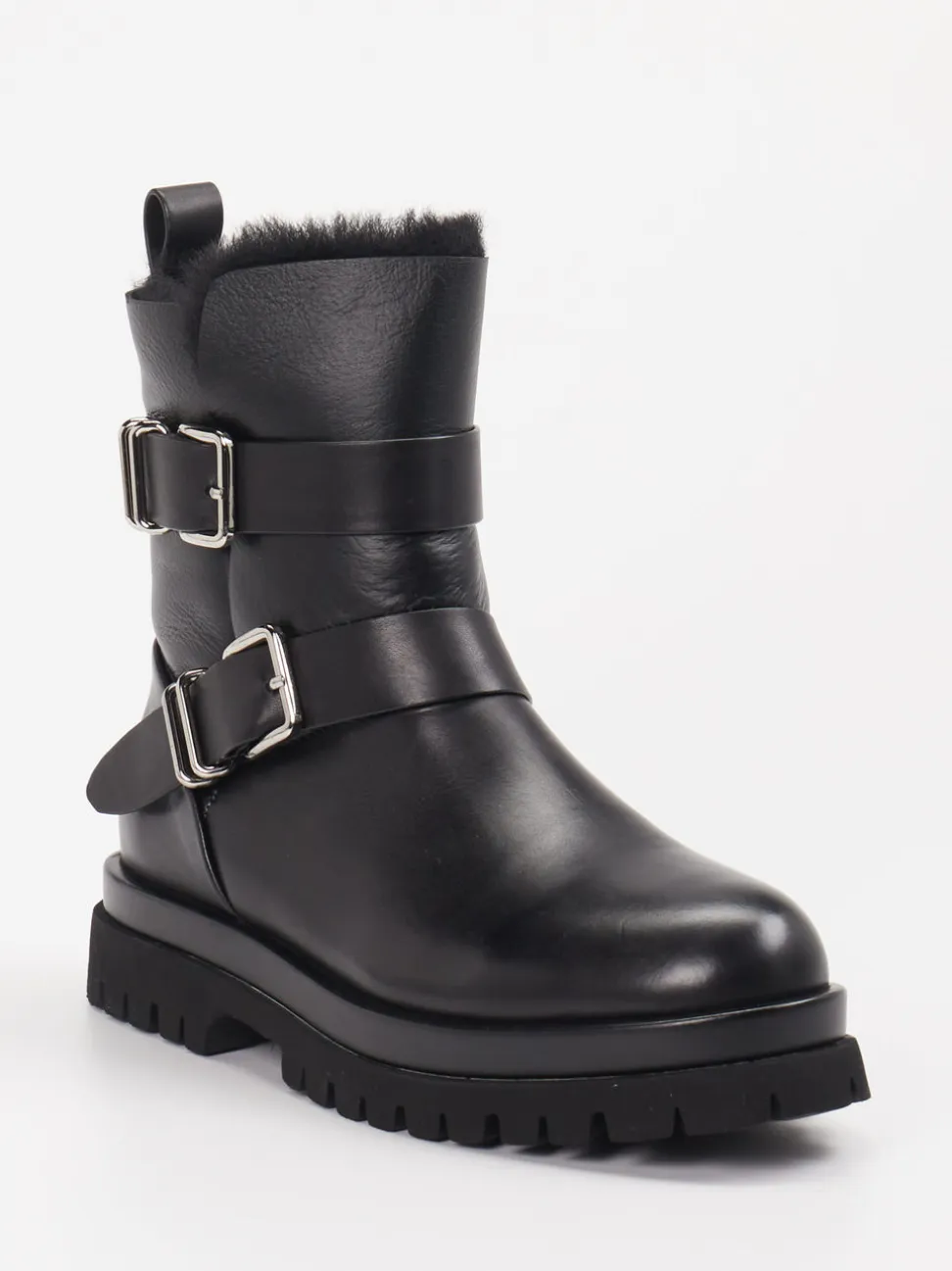 Andrea Puccini – Biker-Stiefelette aus Lammleder Schwarz