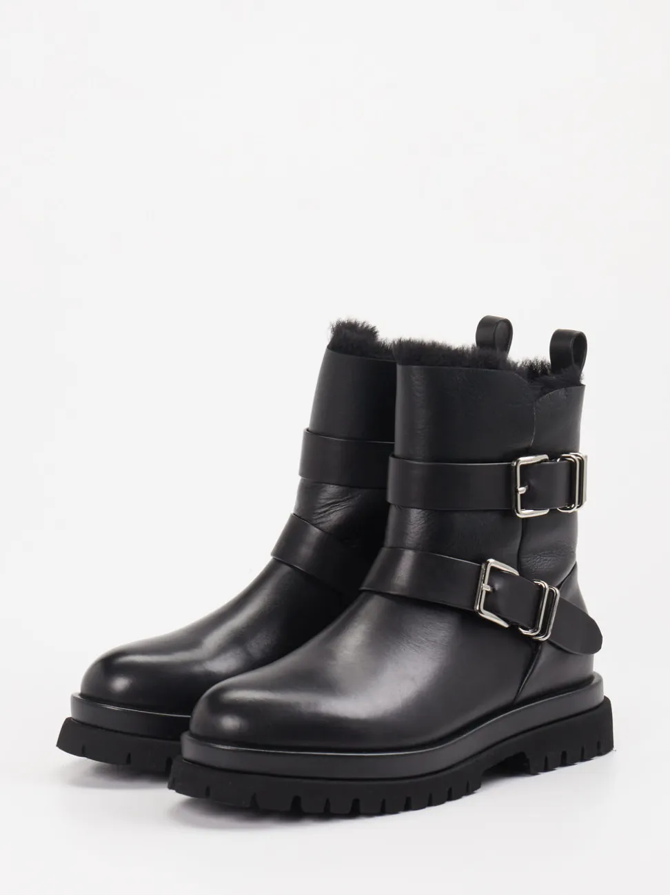 Andrea Puccini – Biker-Stiefelette aus Lammleder Schwarz