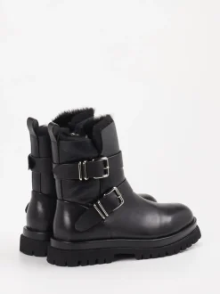 Andrea Puccini – Biker-Stiefelette aus Lammleder Schwarz