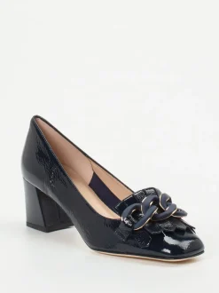 Andrea Puccini – Blockabsatz-Pumps aus Lackleder Dunkelblau