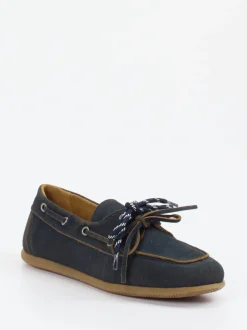 Andrea Puccini – Bootsschuhe aus Veloursleder dunkelblau