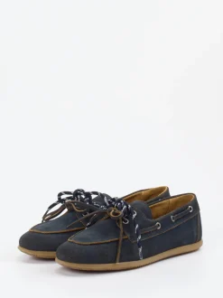 Andrea Puccini – Bootsschuhe aus Veloursleder dunkelblau