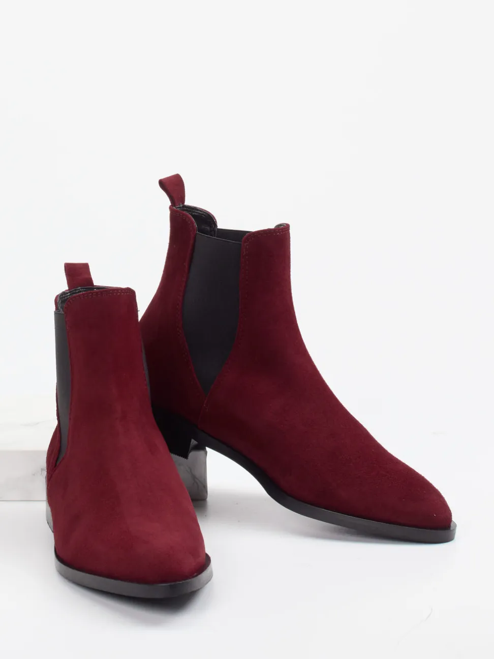 Andrea Puccini – Chelsea Boots aus Veloursleder Bordeaux