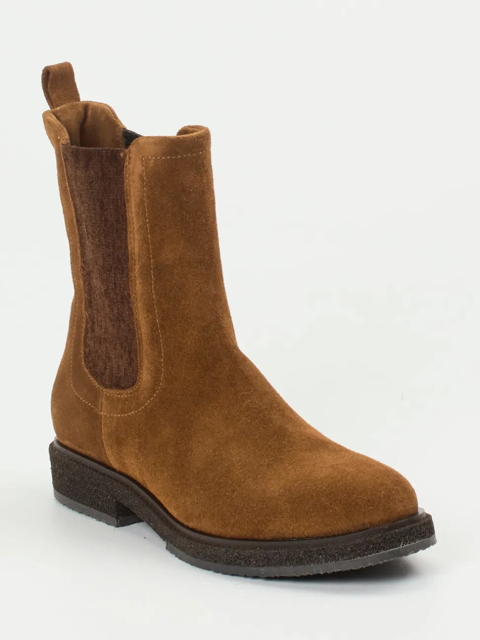 Andrea Puccini – Chelsea Boots aus Veloursleder cognac