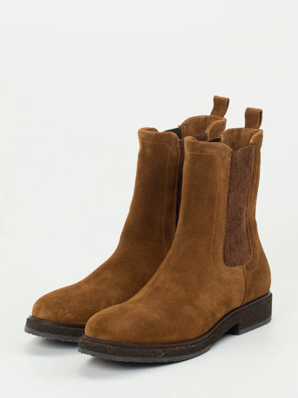 Andrea Puccini – Chelsea Boots aus Veloursleder cognac