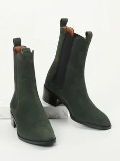 Andrea Puccini – Chelsea Boots aus Veloursleder grün