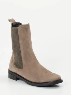 Andrea Puccini – Chelsea Boots aus Veloursleder Taupe