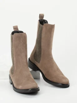 Andrea Puccini – Chelsea Boots aus Veloursleder Taupe