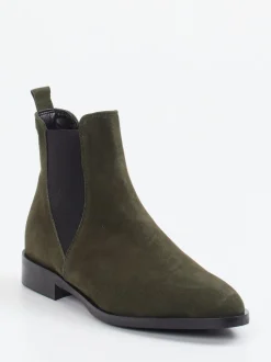Andrea Puccini – Chelsea Boots aus Veloursleder olivgrün