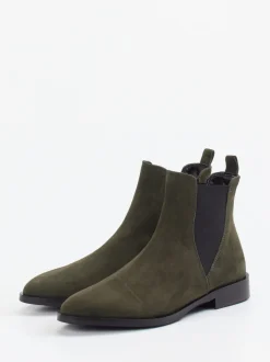 Andrea Puccini – Chelsea Boots aus Veloursleder olivgrün