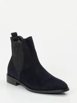 Andrea Puccini – Chelsea Boots aus Veloursleder dunkelblau