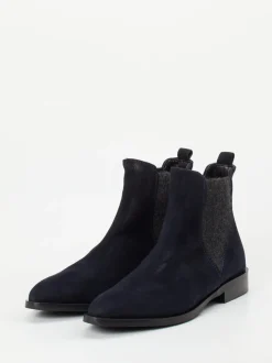 Andrea Puccini – Chelsea Boots aus Veloursleder dunkelblau