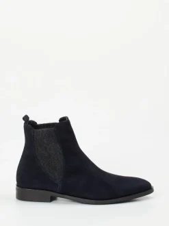 Andrea Puccini – Chelsea Boots aus Veloursleder dunkelblau
