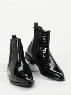 Andrea Puccini – Chelsea Boots aus Lackleder Schwarz