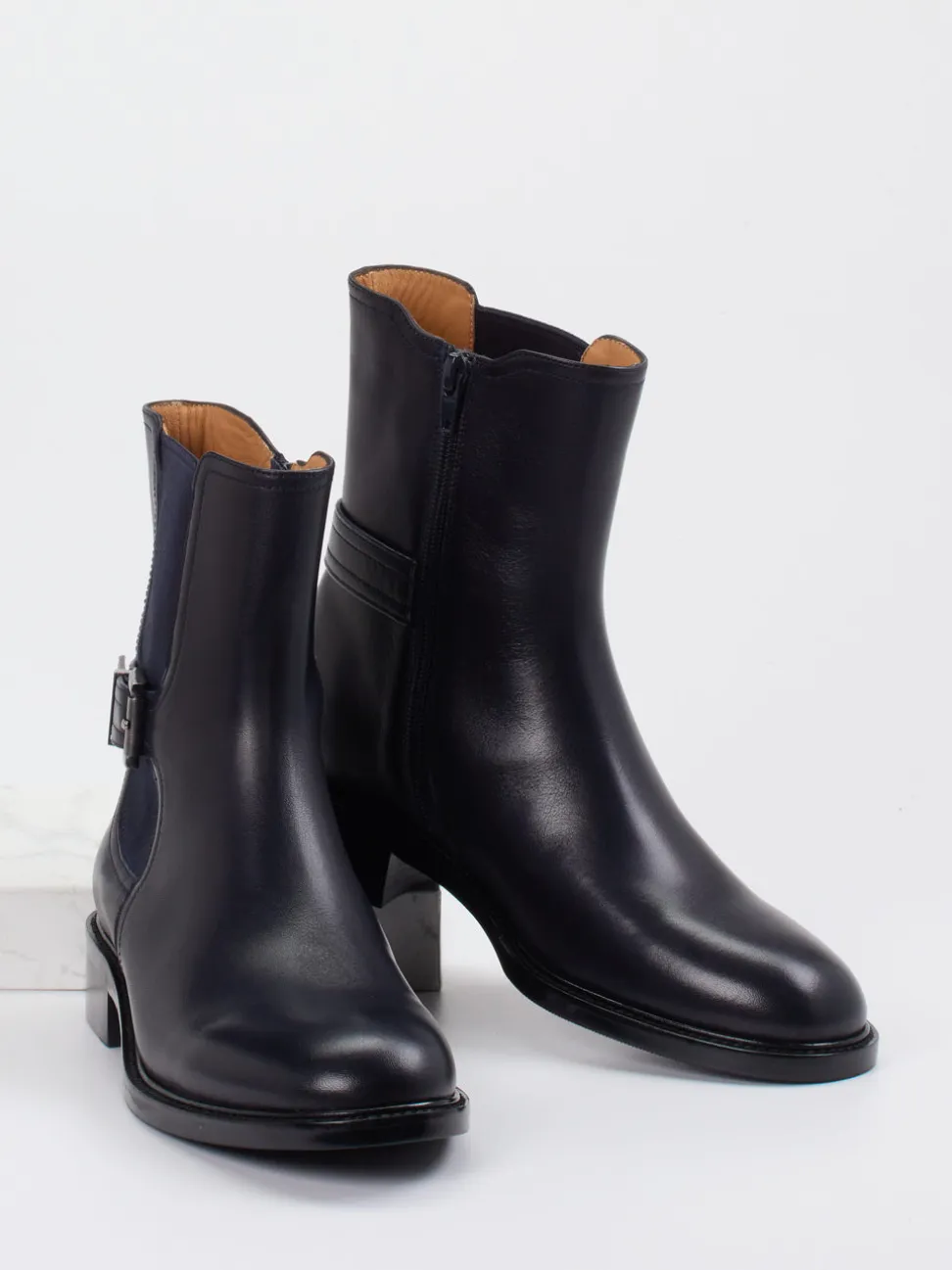 Andrea Puccini – Chelsea-Stiefelette aus Glattleder blau
