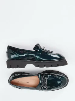 Andrea Puccini – Chunky Loafer aus Lackleder Petrol