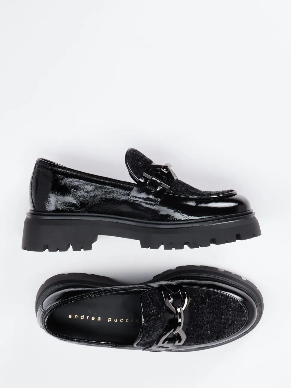 Andrea Puccini – Chunky-Loafer aus Lackleder Schwarz