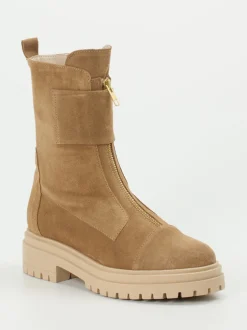 Andrea Puccini – Combat-Stiefeletten aus Veloursleder braun