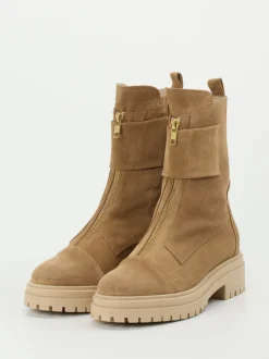 Andrea Puccini – Combat-Stiefeletten aus Veloursleder braun