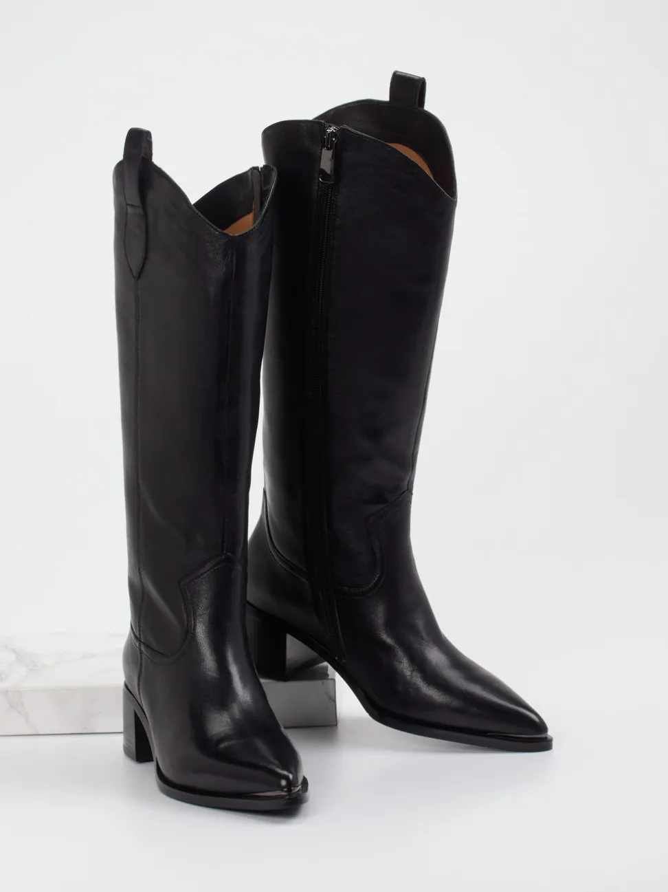 Andrea Puccini – Cowboy Boots aus Lammleder Schwarz