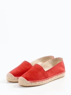 Andrea Puccini – Espadrilles aus Veloursleder Korallrot