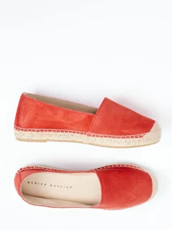 Andrea Puccini – Espadrilles aus Veloursleder Korallrot