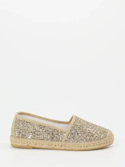 Andrea Puccini – Espadrilles aus Metallic-Textil gold