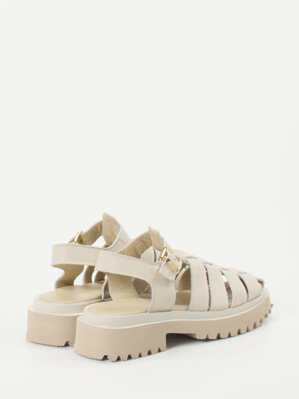 Andrea Puccini – Fischersandalen aus Lammleder Cremeweiß