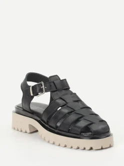 Andrea Puccini – Fisherman-Sandalen aus Lammleder Schwarz