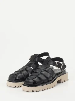 Andrea Puccini – Fisherman-Sandalen aus Lammleder Schwarz