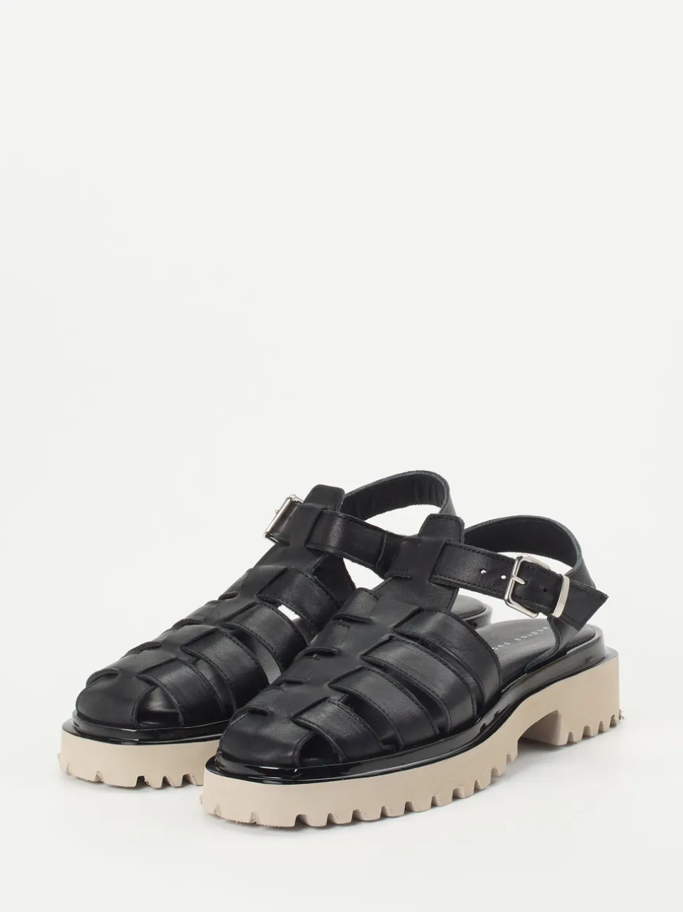 Andrea Puccini – Fisherman-Sandalen aus Lammleder Schwarz