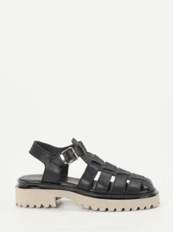 Andrea Puccini – Fisherman-Sandalen aus Lammleder Schwarz