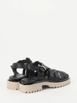 Andrea Puccini – Fisherman-Sandalen aus Lammleder Schwarz