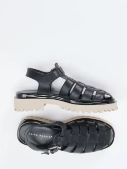 Andrea Puccini – Fisherman-Sandalen aus Lammleder Schwarz