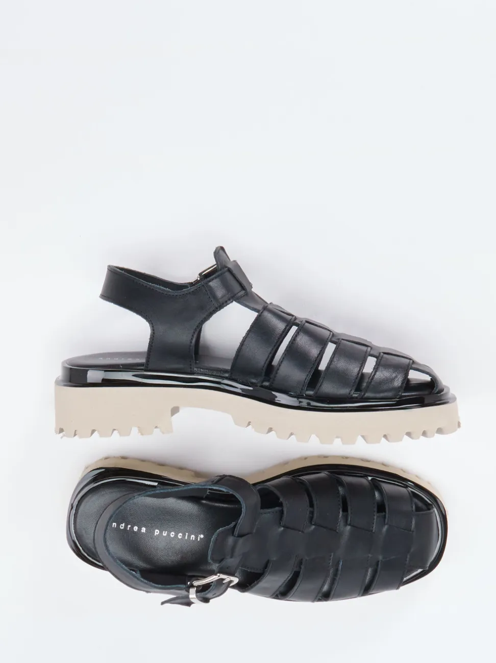 Andrea Puccini – Fisherman-Sandalen aus Lammleder Schwarz