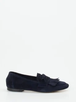 Andrea Puccini – Fransen-Loafer aus Veloursleder Blau